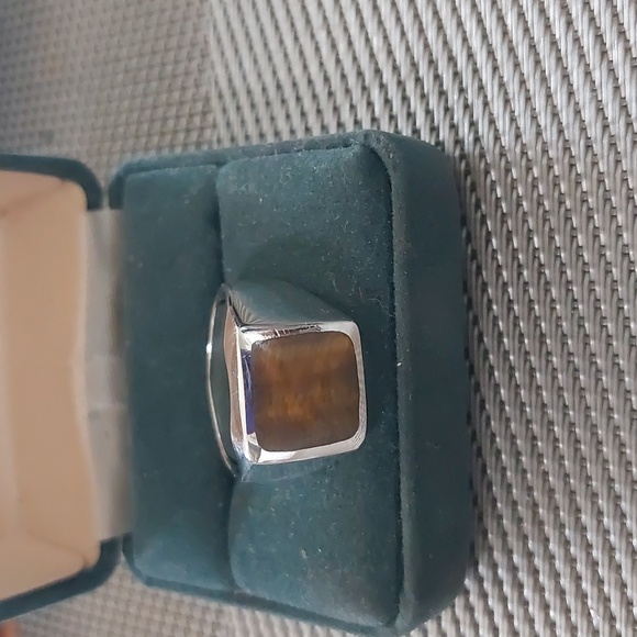 Sterling Silver Men's Tiger Eye Ring sz10